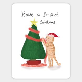 Have a prrrfect Christmas cat decorating a tree Magnet